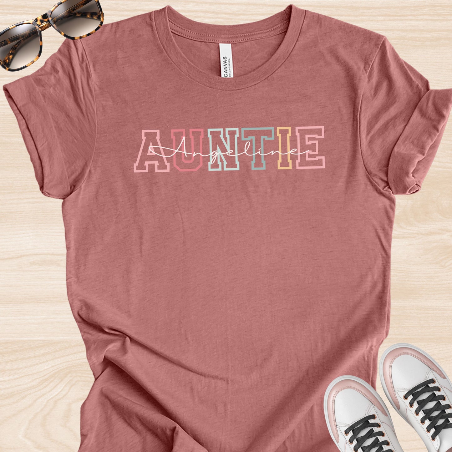 Auntie Colored Varsity Custom T-Shirt
