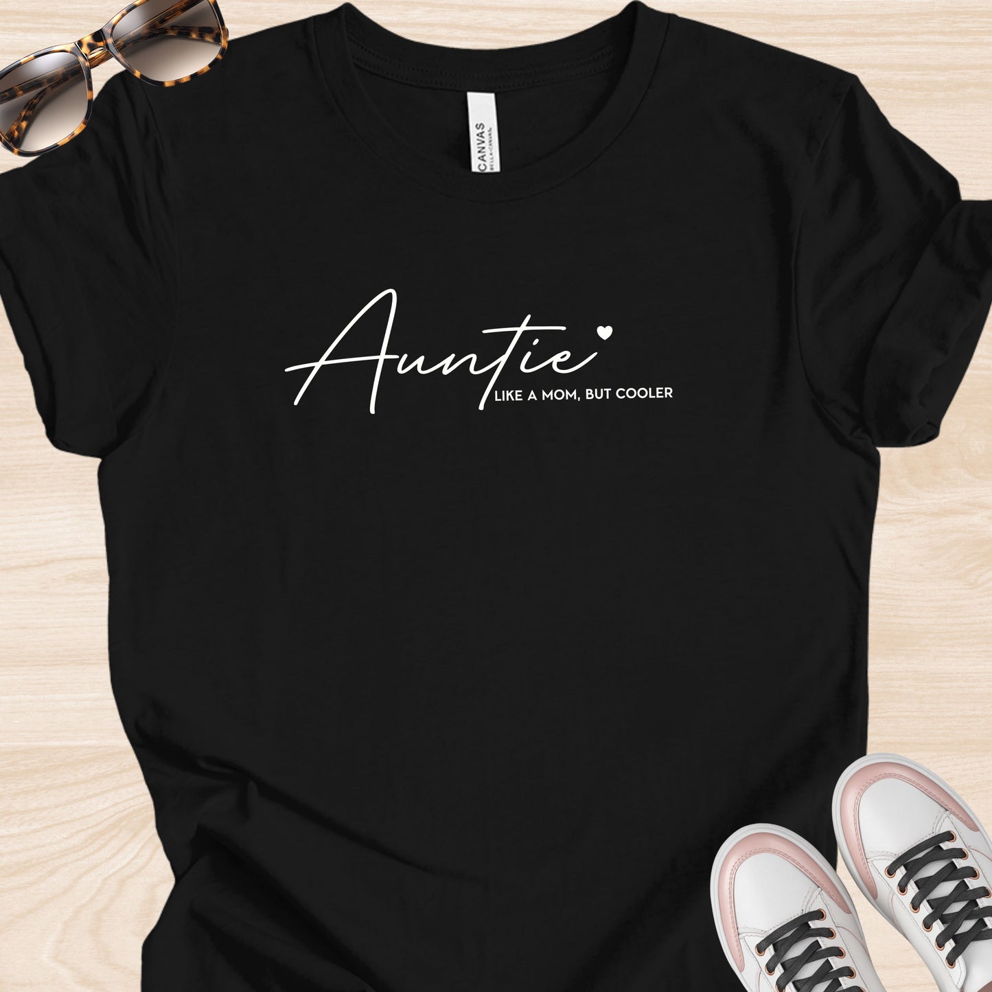 Auntie Like a Mom But Cooler Script T-Shirt