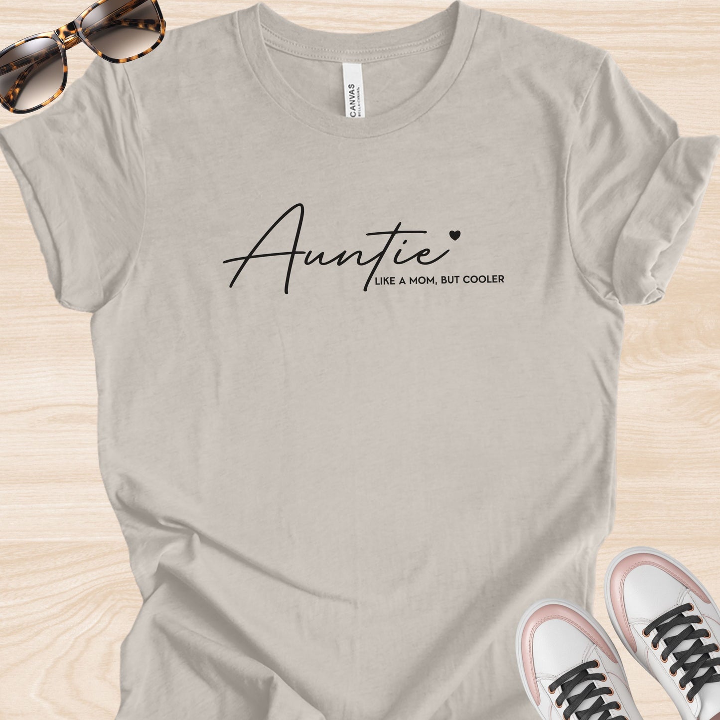 Auntie Like a Mom But Cooler Script T-Shirt