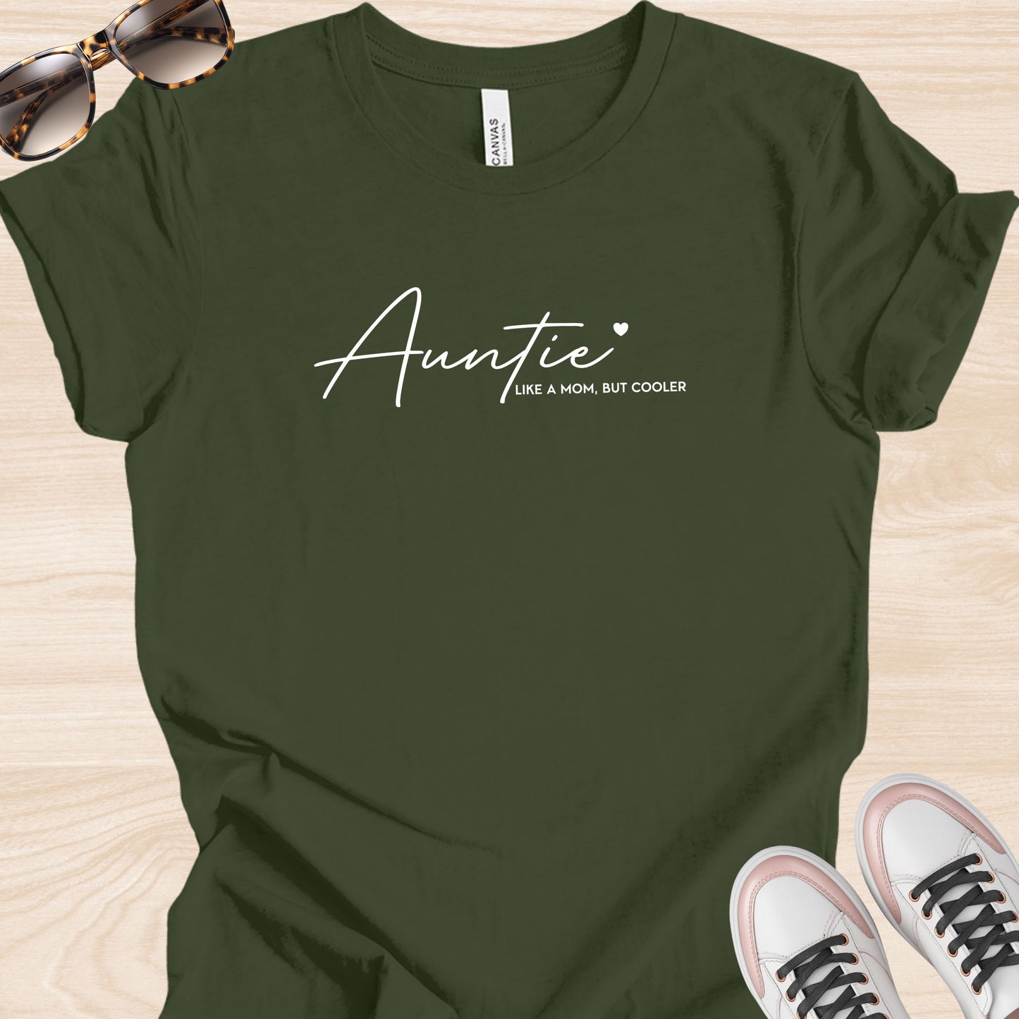 Auntie Like a Mom But Cooler Script T-Shirt