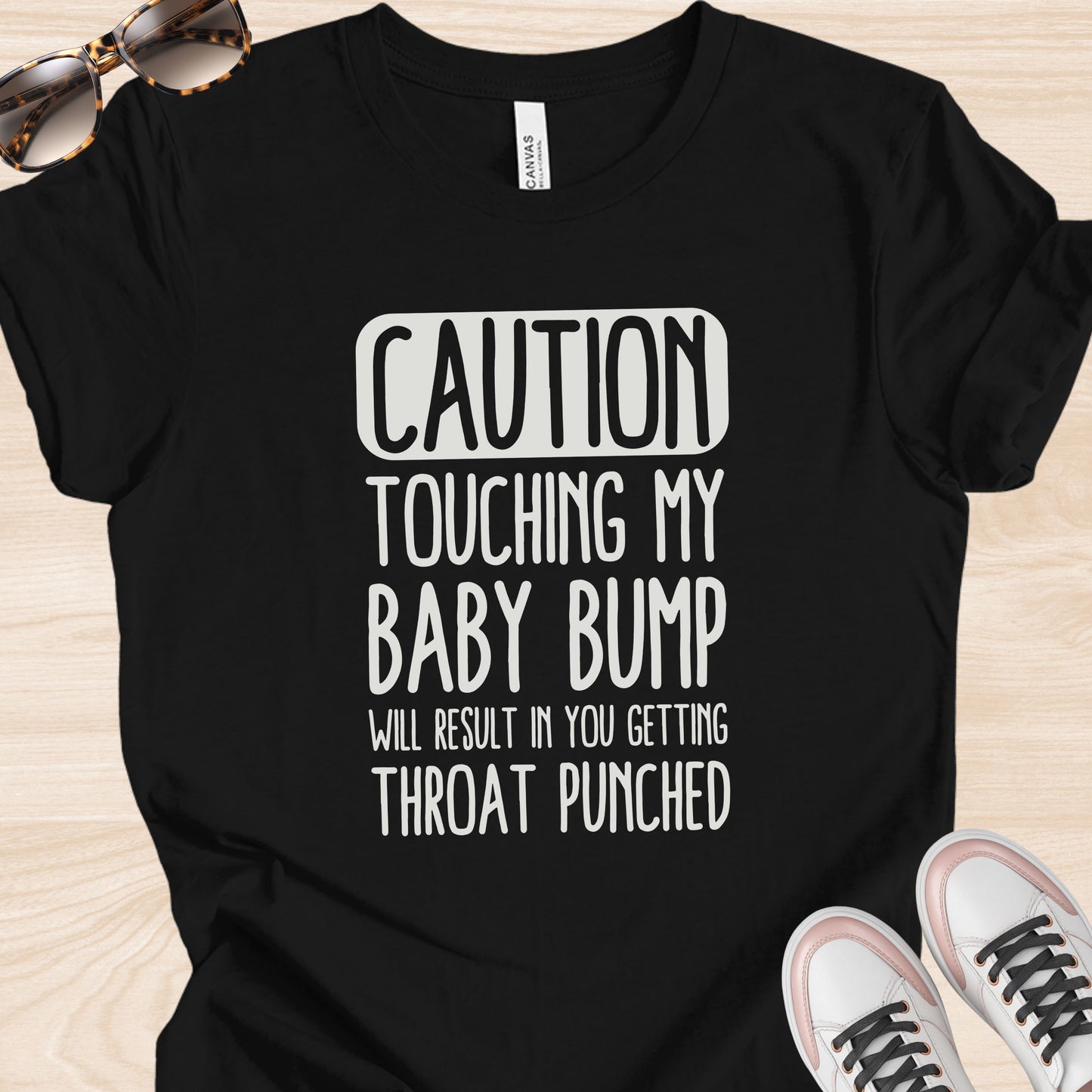 Caution Throat Punch Pregnancy T-Shirt