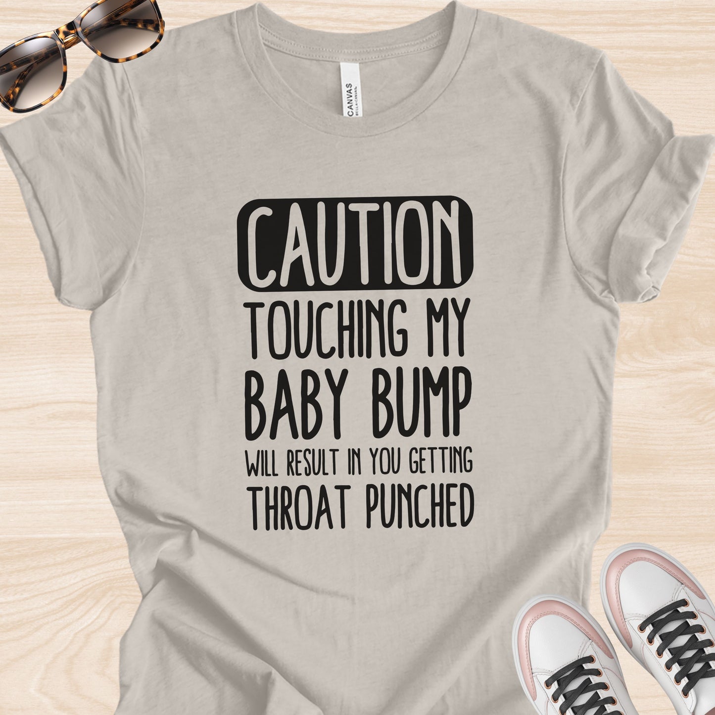 Caution Throat Punch Pregnancy T-Shirt