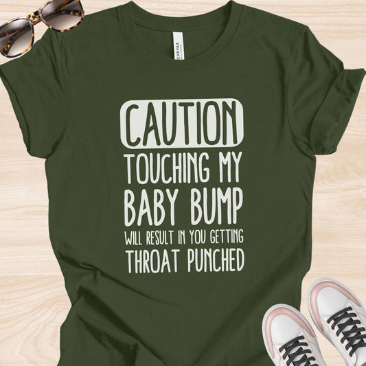 Caution Throat Punch Pregnancy T-Shirt