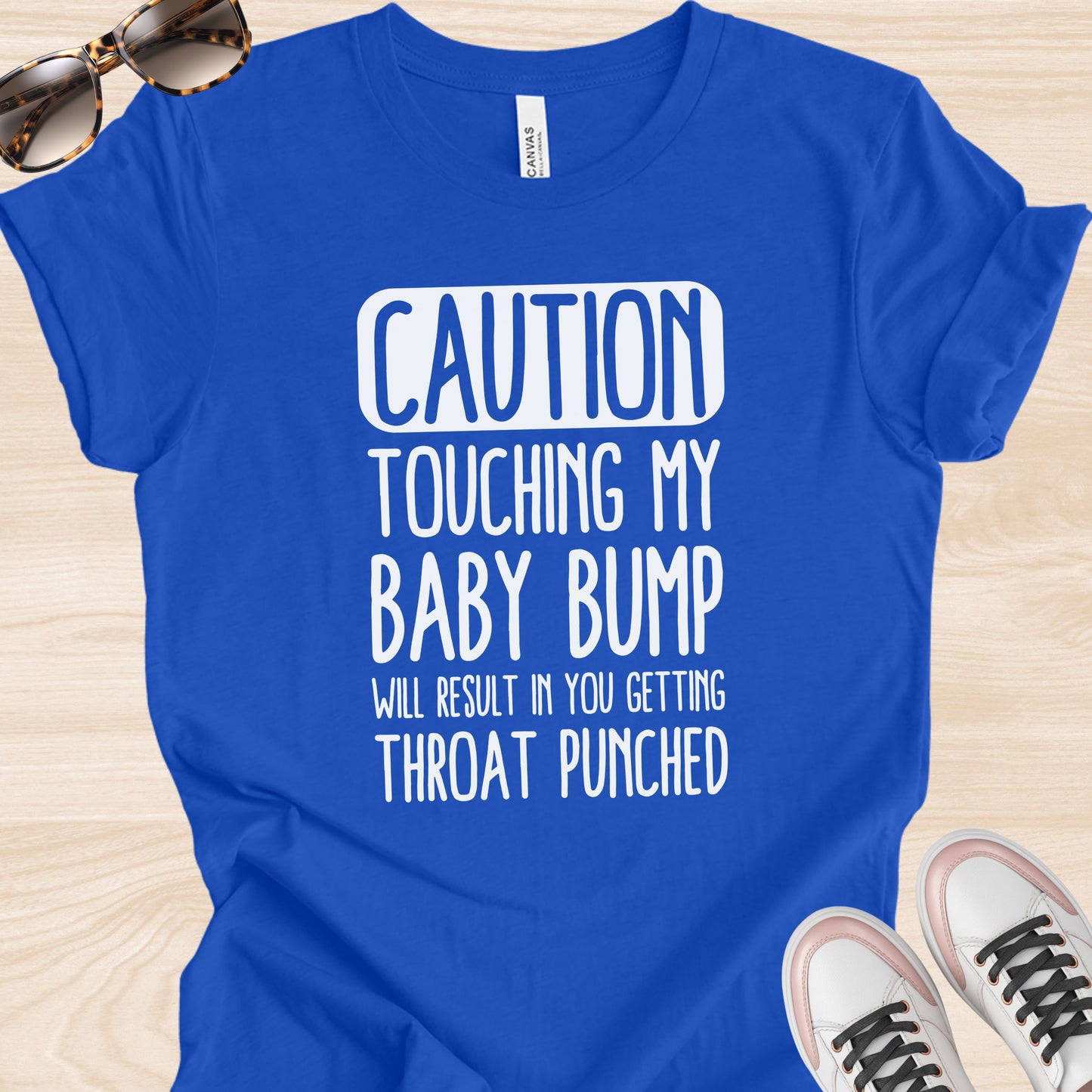 Caution Throat Punch Pregnancy T-Shirt