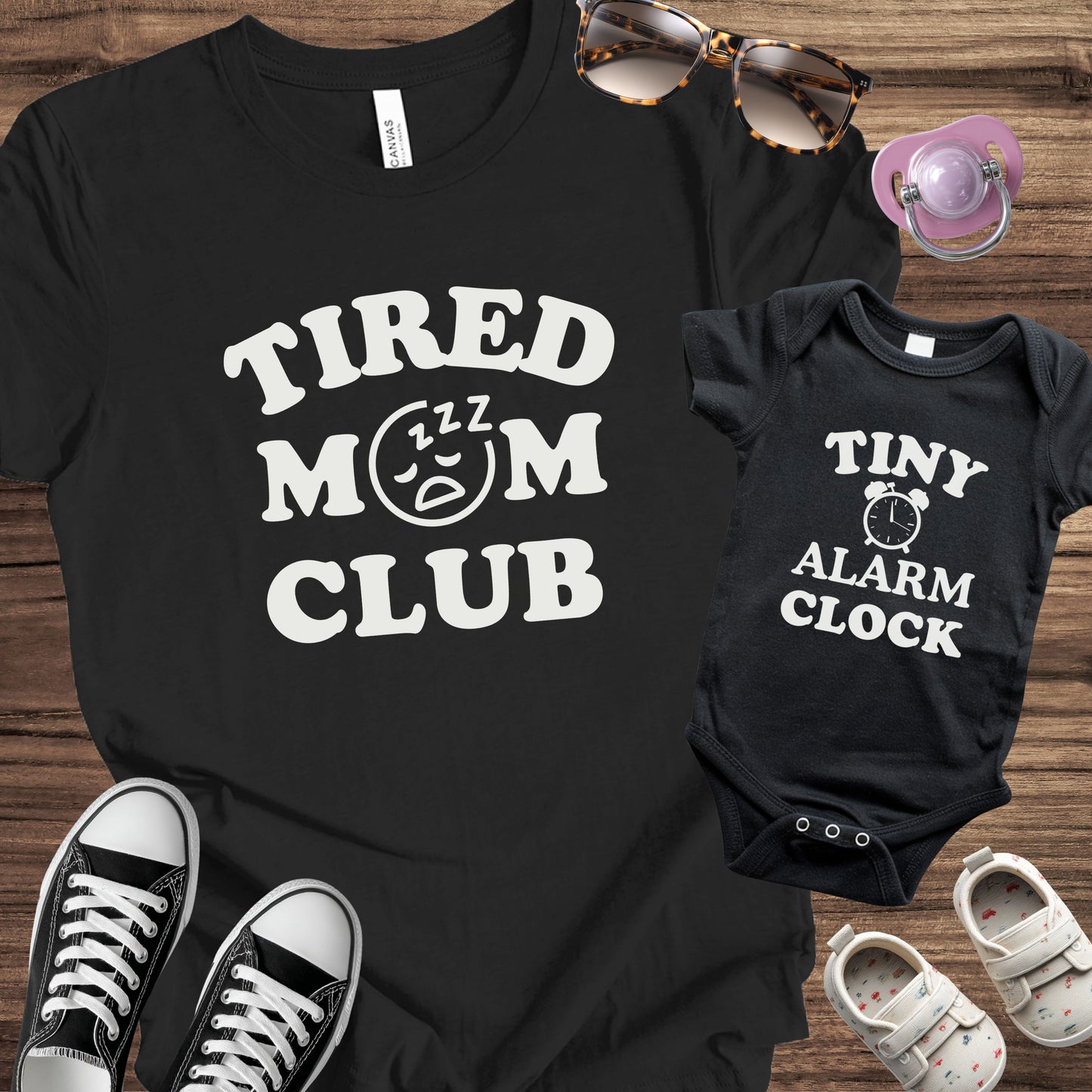 Tired Mom Club / Tiny Alarm Clock Matching Set