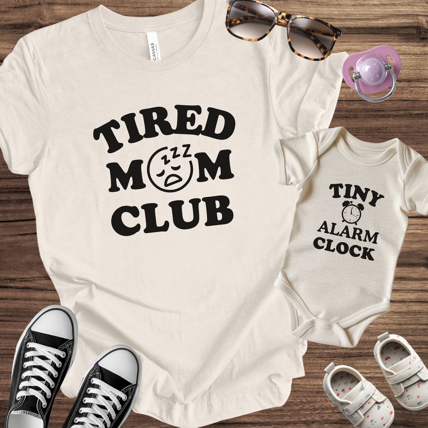 Tired Mom Club / Tiny Alarm Clock Matching Set
