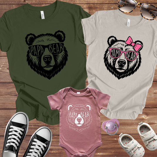 Papa Bear, Mama Bear, Baby Bear Matching Set