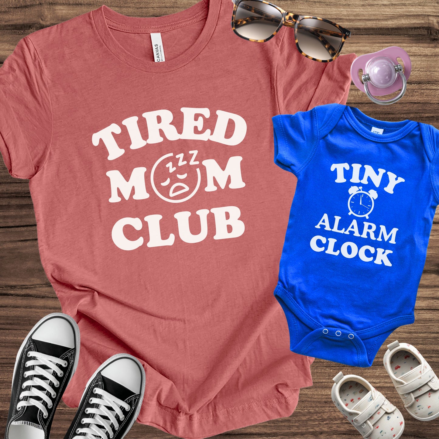 Tired Mom Club / Tiny Alarm Clock Matching Set
